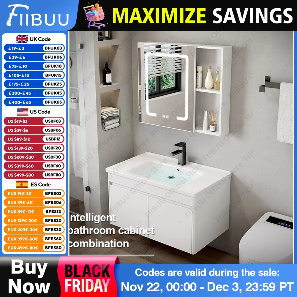 Modern Multifunctional Bathroom Vanity Soft Closing Doors Smart Cabinet Integrated Vanity Cabinets Under Sink Bathroom Furniture