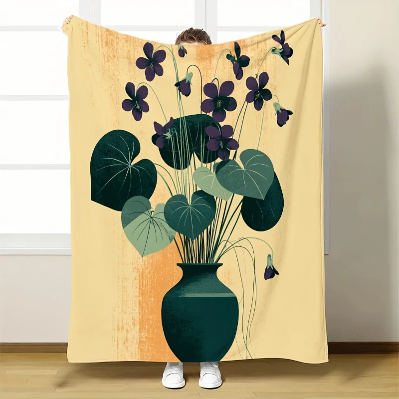 Large Floral Botanical Print Throw Blanket 150x200cm Cozy Aesthetic Sofa Couch Bed Living Room Decor Gift