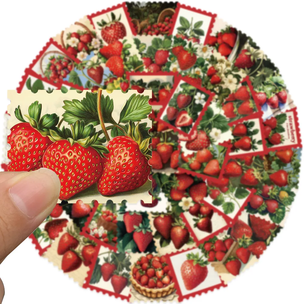 50PCS Erdbeere Obstgarten Stempel Aufkleber Notebook Laptop Gepäck Dekorative DIY Label Tagebuch Notebook Graffiti Schreibwaren Aufkleber