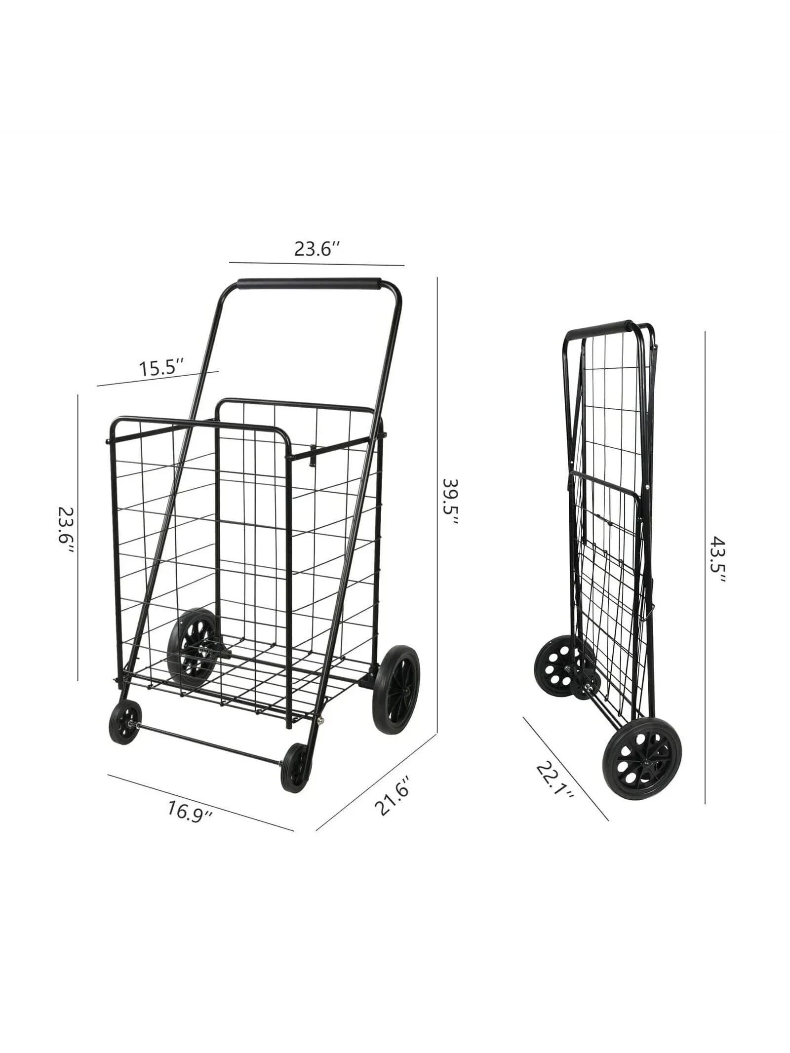 Grocery Shopping Cart Folding Laundry Travel Camping Storage Jumbo Basket Utility w/ Wheels