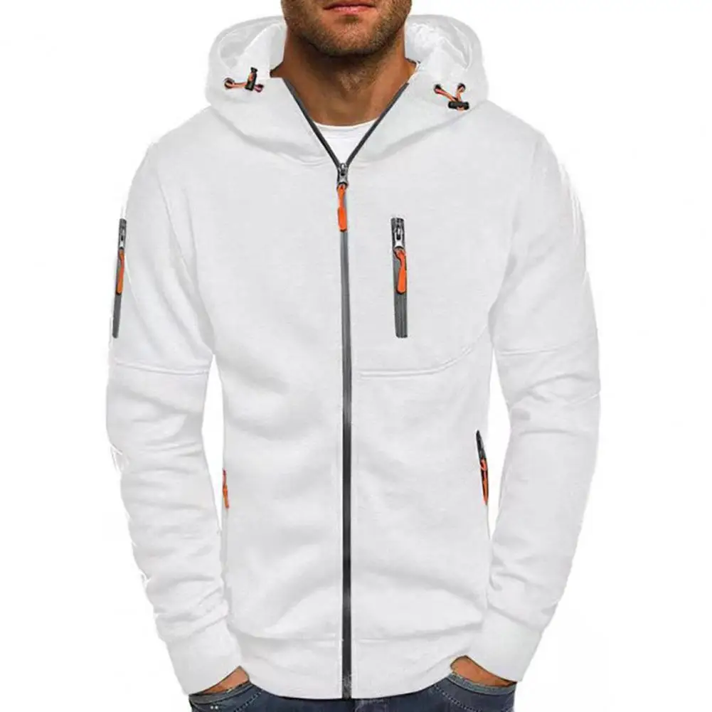 Men's Hooded Sweatshirt Zip-up Hoodie with Pockets for Spring Fall Workouts Cardigan Jacket