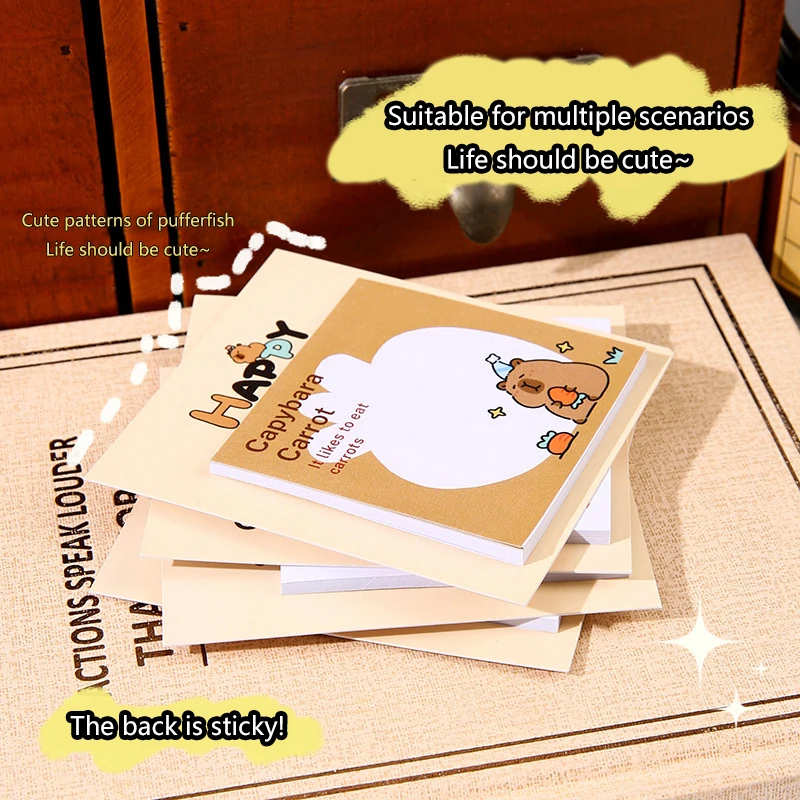 30Pcs Cute Cartoon Creative Capibala Sticky Notes DIY Journal Message Note Paper Notepad cancelleria per studenti materiale scolastico