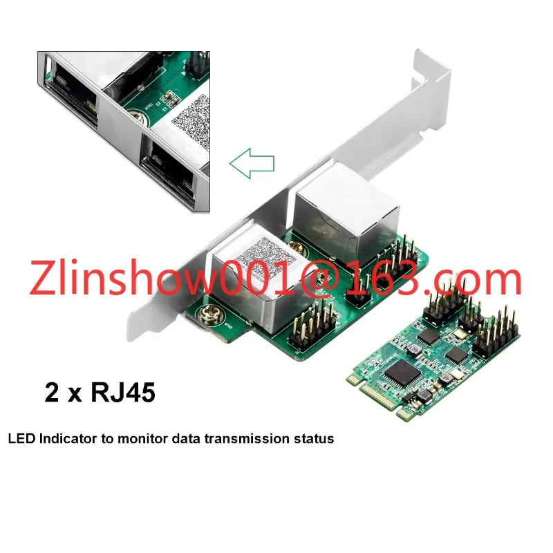 M.2 (tecla B/M) interfaz PCI-e módulos Gigabit Ethernet de doble puerto 1000Mbps 1G Nic tarjeta de red Chipset RealTek RT8111H para servidor