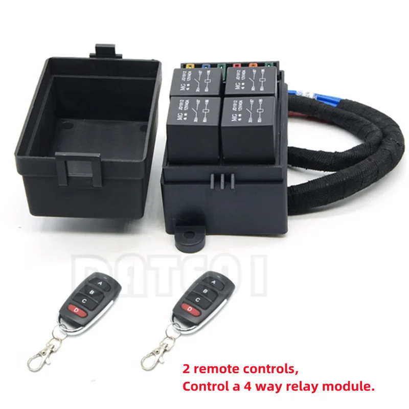 

40A Car 4-Way Intelligent 433MHZ Frequency Multiple Remote Control Modified 12v24v Relay Box RV Line Control Fuse Box