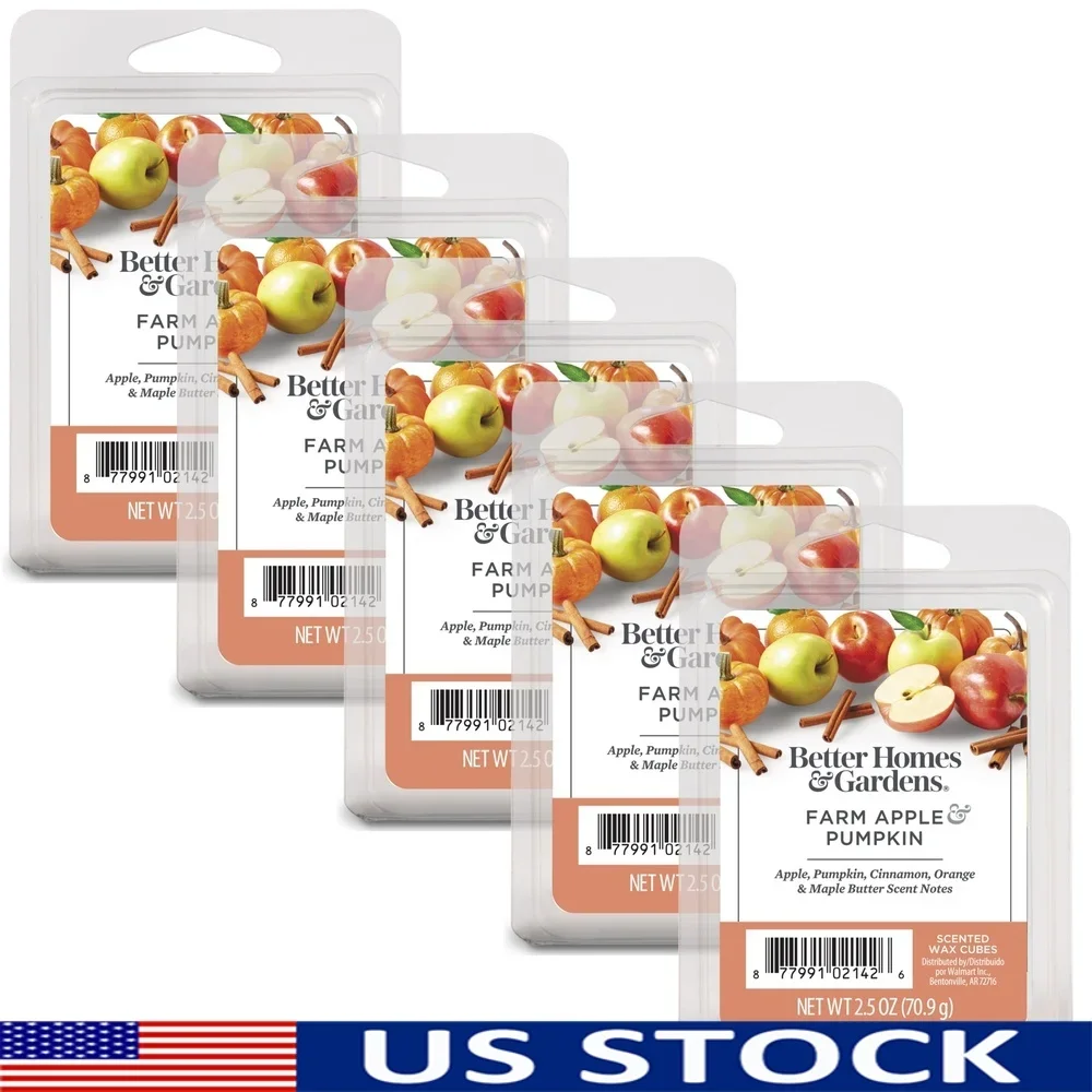 Cera perfumada de calabaza y manzana de granja, paquete de 5 unidades, fragancia de 2,5 oz, calentadores de cera, aromaterapia, aromas relajantes para el hogar