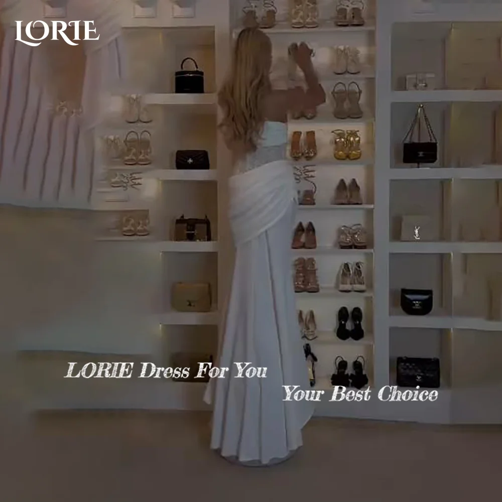 LORIE Women's Mermaid Wedding Dress Elegant Shiny One Shoulder Pleats Sequins Bride Gown Customized Corset Bridal Party Gown