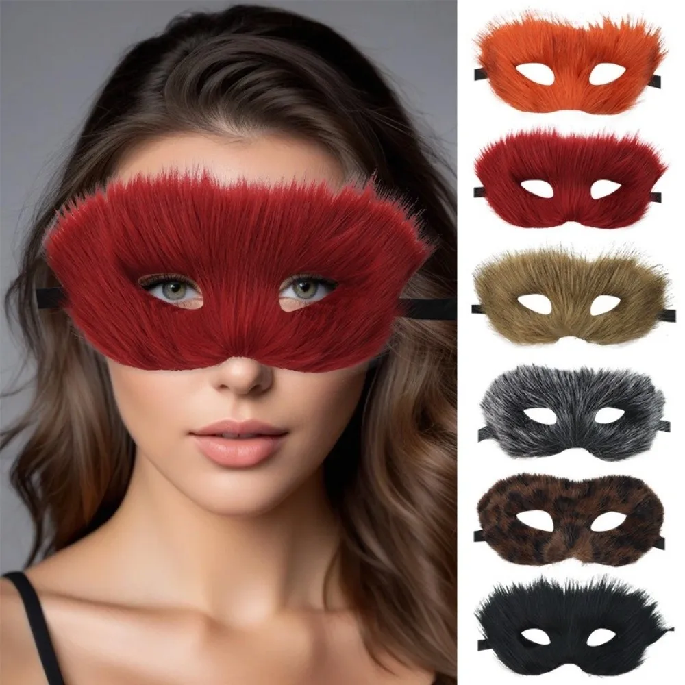 

Funny Cartoon Cat Mask Animal Long Furry Half Face Mask Eye Mask Halloween Decoration Halloween Mask Christmas