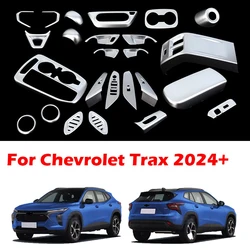 For Chevrolet Trax 2024+ ABS chrome front rear Air Outlet Console Gear Shift Headlight Window Lift Panel interior Accessories