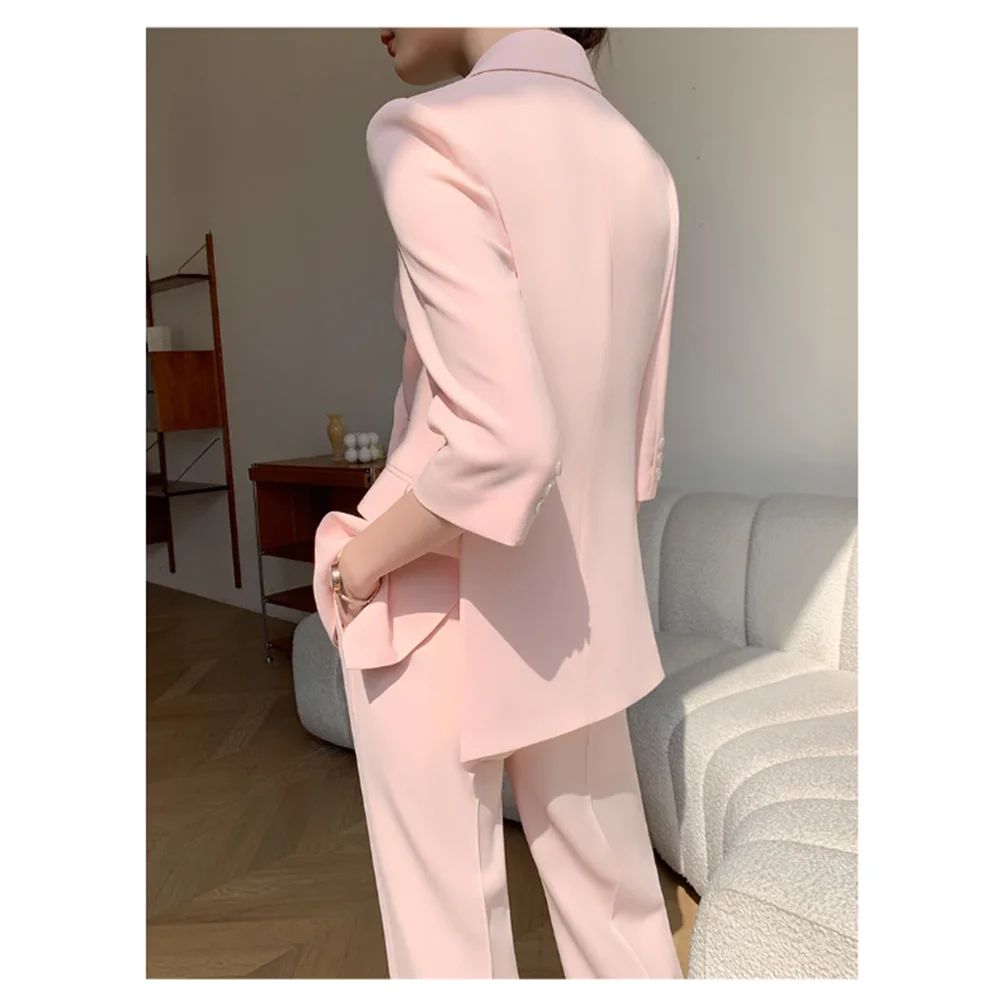 Sommer Bonbon Farbe Frauen Anzüge Zweireiher Peak Revers (Blazer Hosen) Conjuntos Para Mujeres 2 Piezas Slim Fit Early oldy قNOLUA ناdiensten