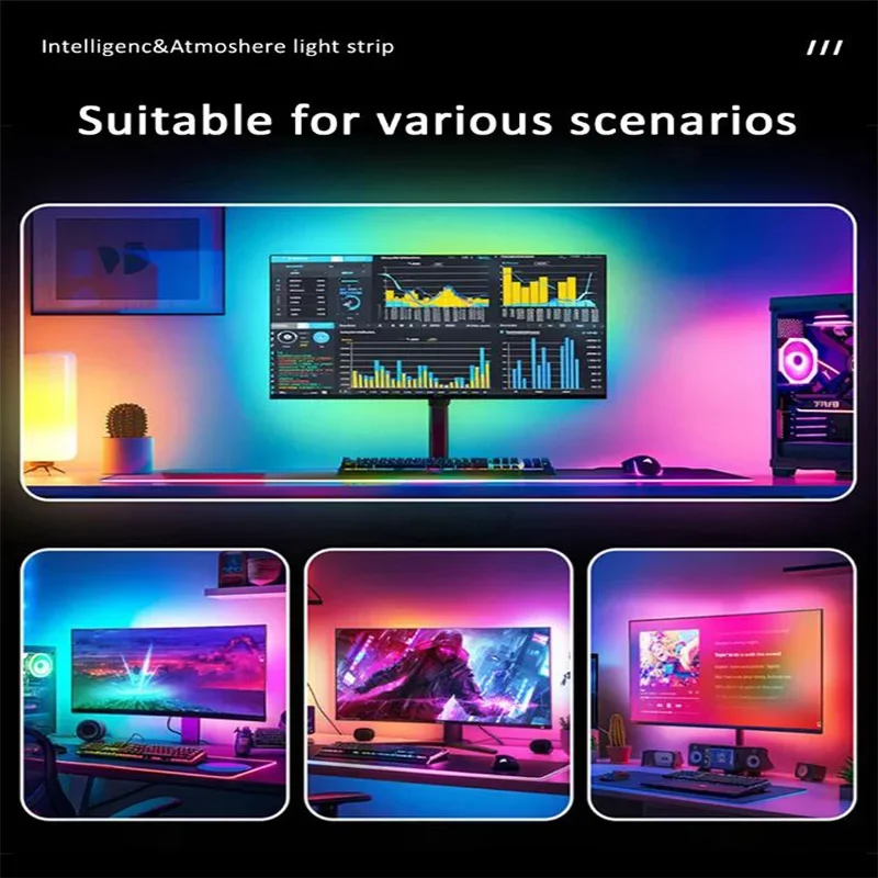 Computer Screen Light Strip Monitor RGBIC Bluetooth LED Lights Ambient Lighting Music Sycn APP Control PC Backlight Game Room