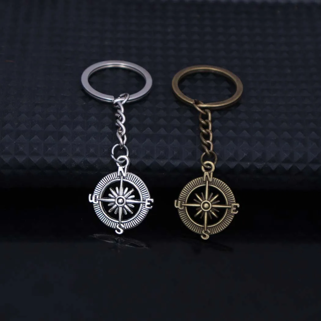 Nautical vintage ship wheel anchor keychain; compass keychain car bag packaging decoration pendant