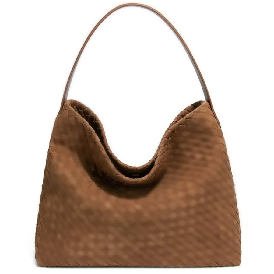 

Woven Suede Shoulder Bag for Women Suede Hobo Bag Tote Elegant Handbag Satchel for Work Travel