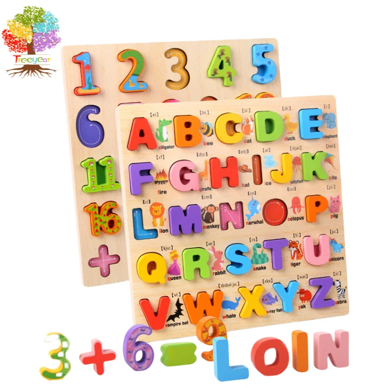 

Montessori Wooden Peg Puzzles for Toddlers 1-3,Toddler Puzzles Toys-Alphabet Number Puzzle Board, Preschool Learning Educational