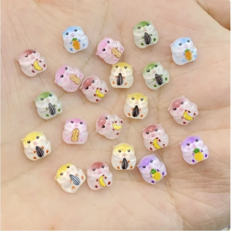 Mini breloques pour ongles de dessin animé, graines de melon mignonnes, petites breloques de hamster pour N64.Art, fournitures de décorations, pièces de manucure bricolage, 20 pièces