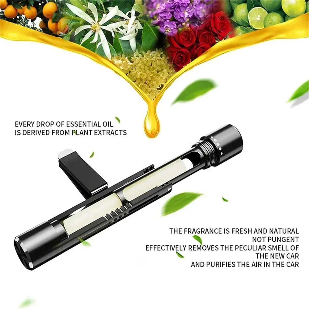 Car Fragrance Vent Clip Cylindrical Essential Oil Car Diffuser Vent Clip with Refill Sticks for Auto Office Kitchen Custom Amagi