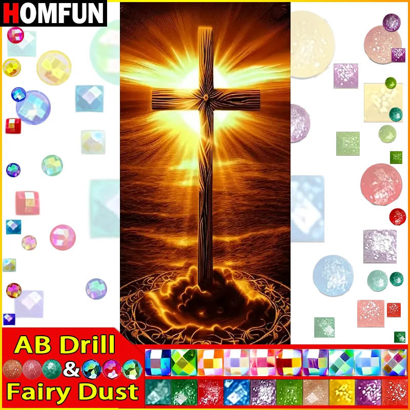 

Картина из страз HOMFUN с изображением Феи пыли, «сделай сам» 5D, кресты, закат, религиозная вышивка из страз, праздничные подарки