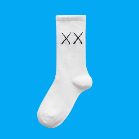 Calcetines largos de algodón con dibujos animados para hombre y mujer, medias divertidas de estilo Hip hop, con expresión minimalista, en blanco y negro, 5/10 pares