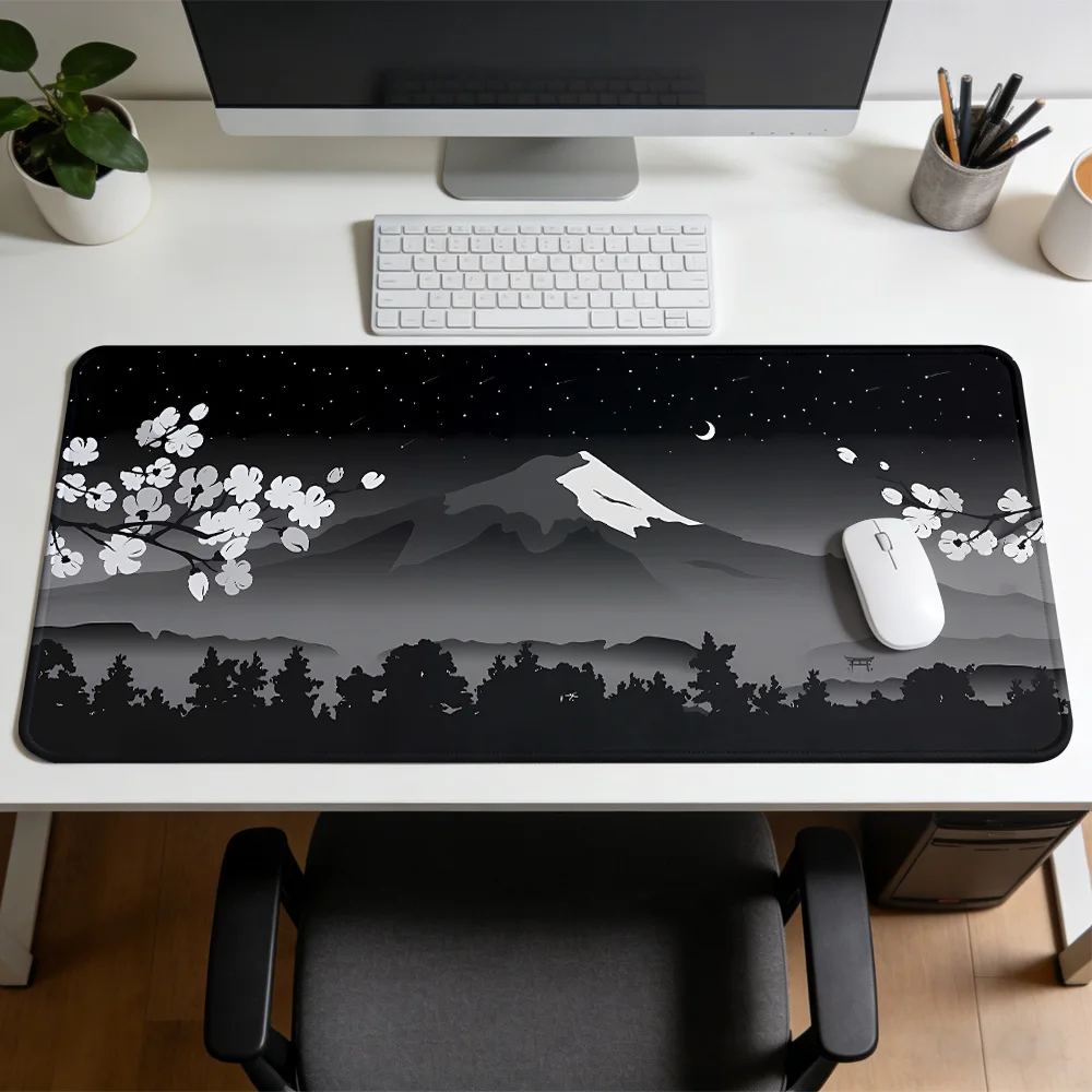 

Черно-белый коврик для мыши с изображением горы Фудзи, резиновый, нескользящий, игровой коврик для мыши, коврик для механической клавиатуры, коврик для компьютерного стола, офисные и игровые аксессуары
