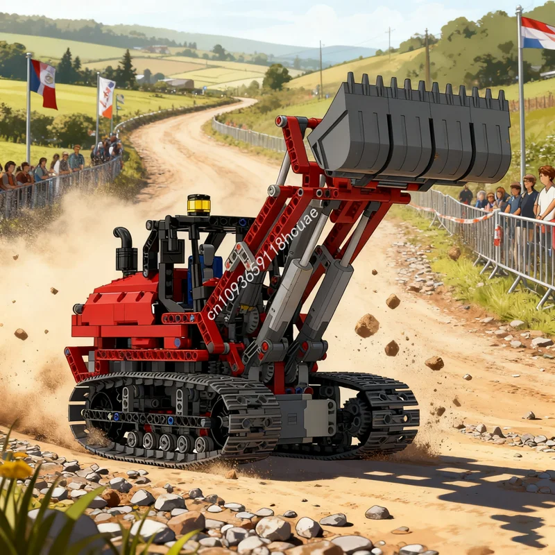 

855 шт. MOC B, современный гусеничный погрузчик, техническая модель здания, рождественские подарки, блоки, архитектура, идея «сделай сам», игрушка, кирпич для детей