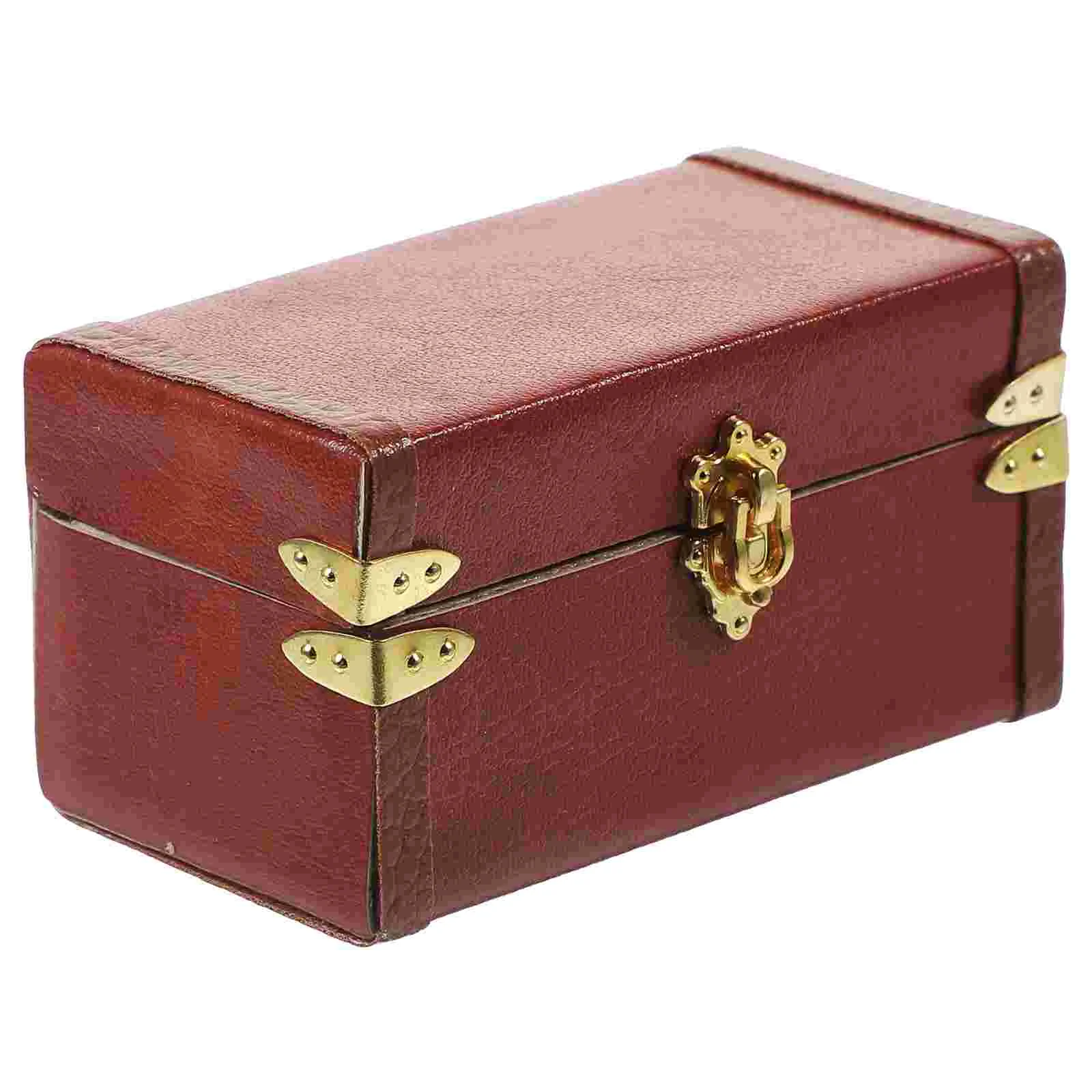 Mini House Suitcase Decor Vintage Suitcases Household Miniature Toy Brown