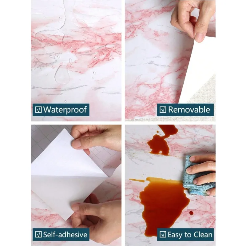 40/50cm Vinyl Marble Peel and Stick Wallpaper for Bathroom Wall Self Adhesive Waterproof Oil Proof Contact Paper for Kitchen