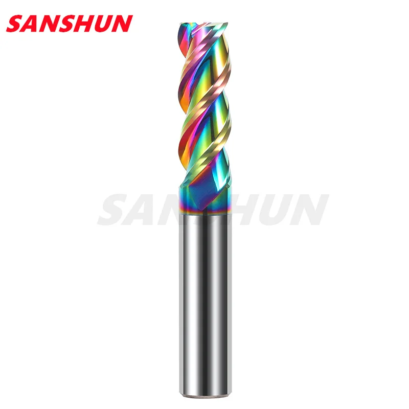 HRC55 colorful aluminum tungsten steel flat cutter carbide lengthening milling cutter CNC special for aluminum milling cutter