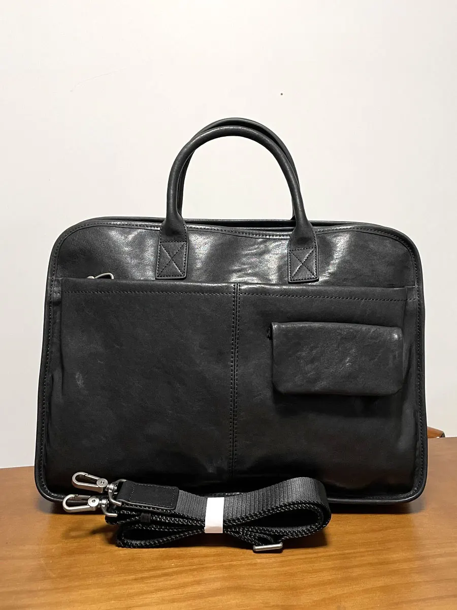 Maletines de cuero genuino hechos a mano de lujo informales de negocios para hombre, bolsos para ordenador portátil de gran capacidad de primera capa de piel de vaca a la moda