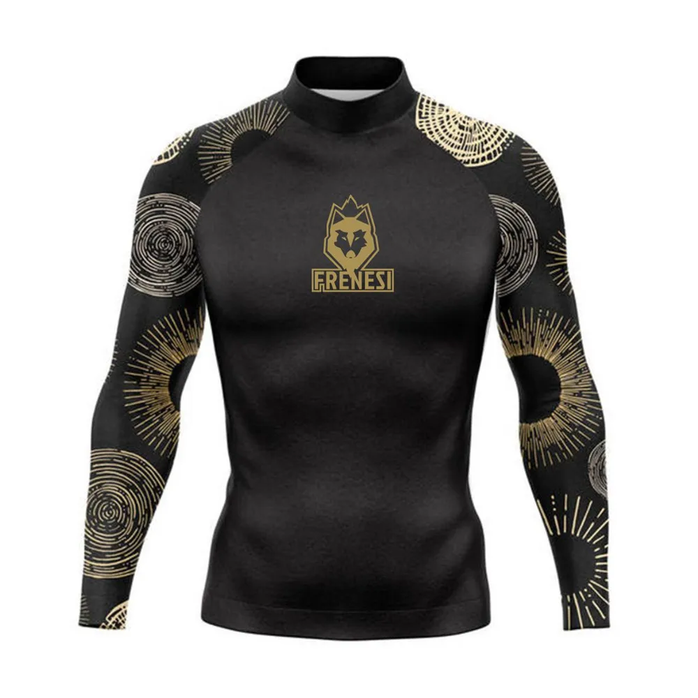 New Men's Swimsuit Swimming T-Shirts Beach UV Protection Fashion Print Long Sleeve Rash Guard Swimwear Diving Surf Shirt Clothes