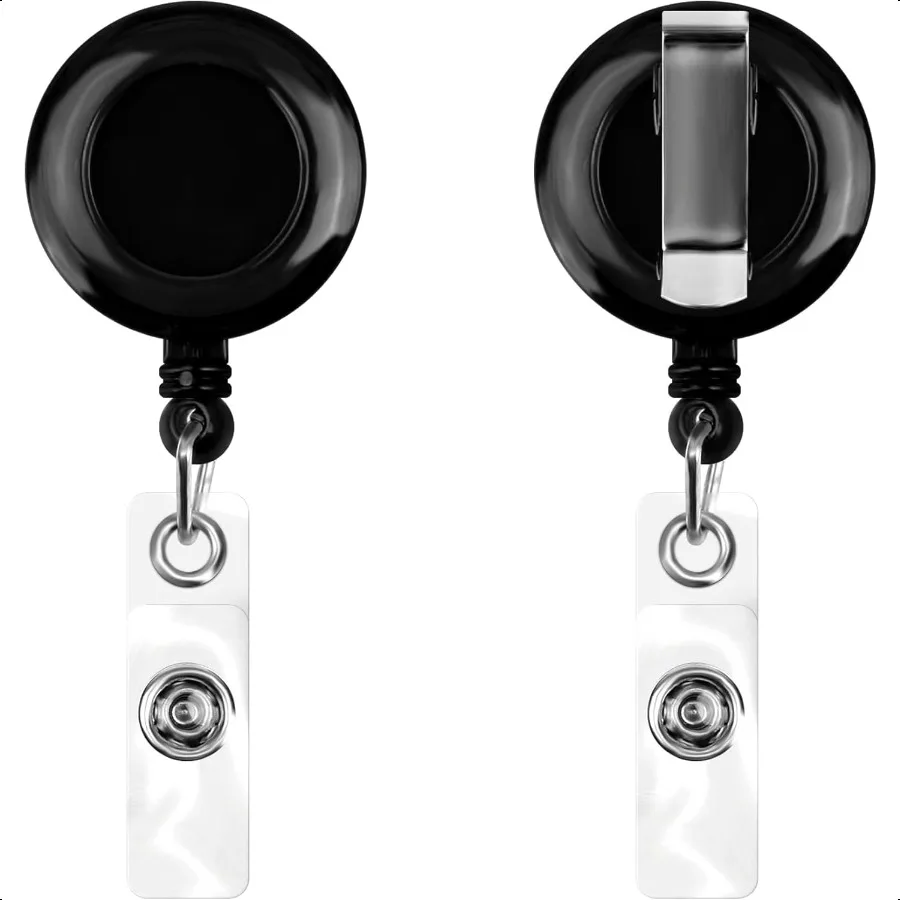 

2 Pack Retractable Name Badge Holder Reel with ClipBadge Reels Retractable for Teachers Students Black