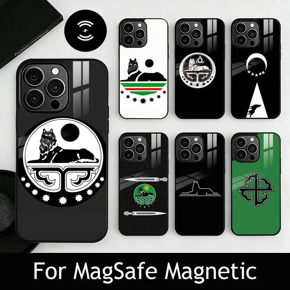 C-Chechen Emblem Style Phone Case For iPhone17,16,15,14,13,12,11 Plus,Pro Magnetic For Magsafe Wireless Charging