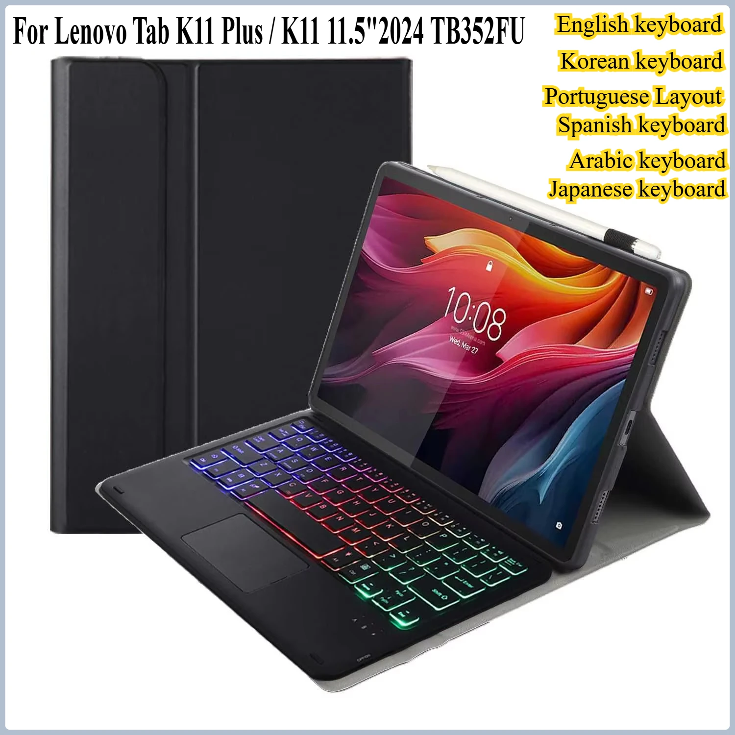 

Чехол с сенсорной подсветкой и клавиатурой для Lenovo Tab K11 Plus/K11 11,5 дюйма, 2024 TB352FU, чехол для планшета | Несколько вариантов страны