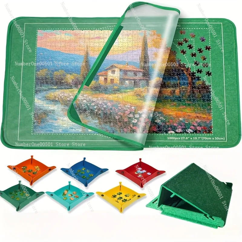 Портативный коврик для хранения пазлов из фетра, 1000 элементов, толстый, складной, для взрослых