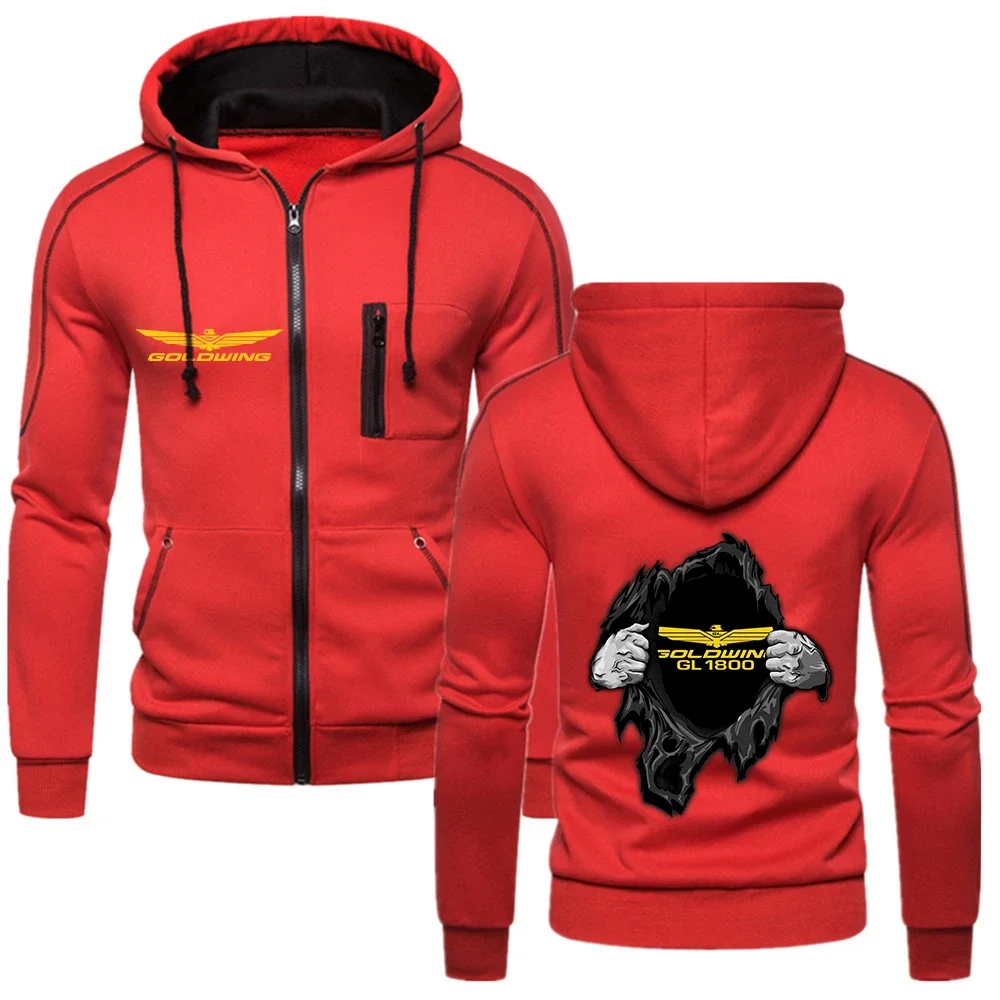 

Goldwing GL1800 GL1500 Motocycles Print Men Patchwork Hoodies Fashion Hooded Sweatshirt Winter Spring Red Streetwear Tracksuit