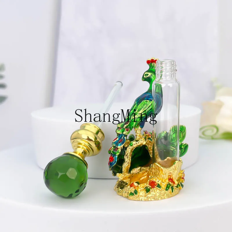 

PYH retro light luxury 4ml three-dimensional peacock dropper thickened glass perfume spot sub-bottle