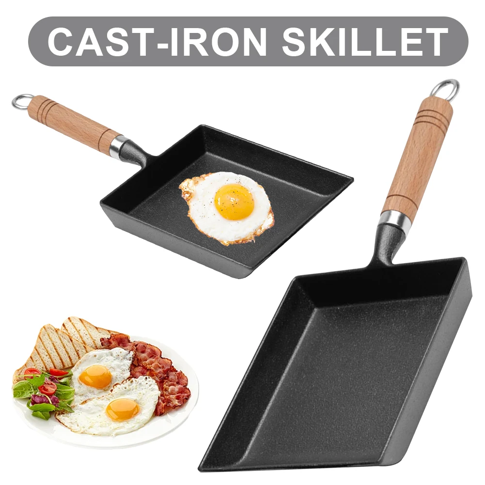 Cast Iron Egg Frying Pan Non-Stick Japanese Omelette Pan Pancake Kitchen Pot Maker Thickened Omelette Tamagoyaki Frying Pan