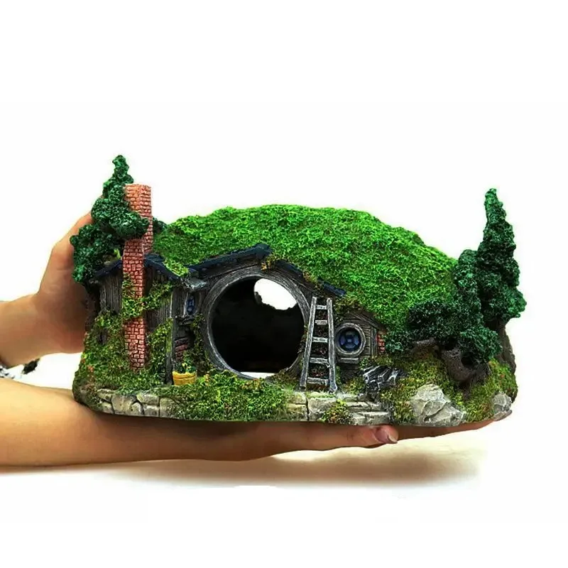 Resins hobbits castles shelter houses aquarium decorations Tree houses landscaping Castle resin hobbit house