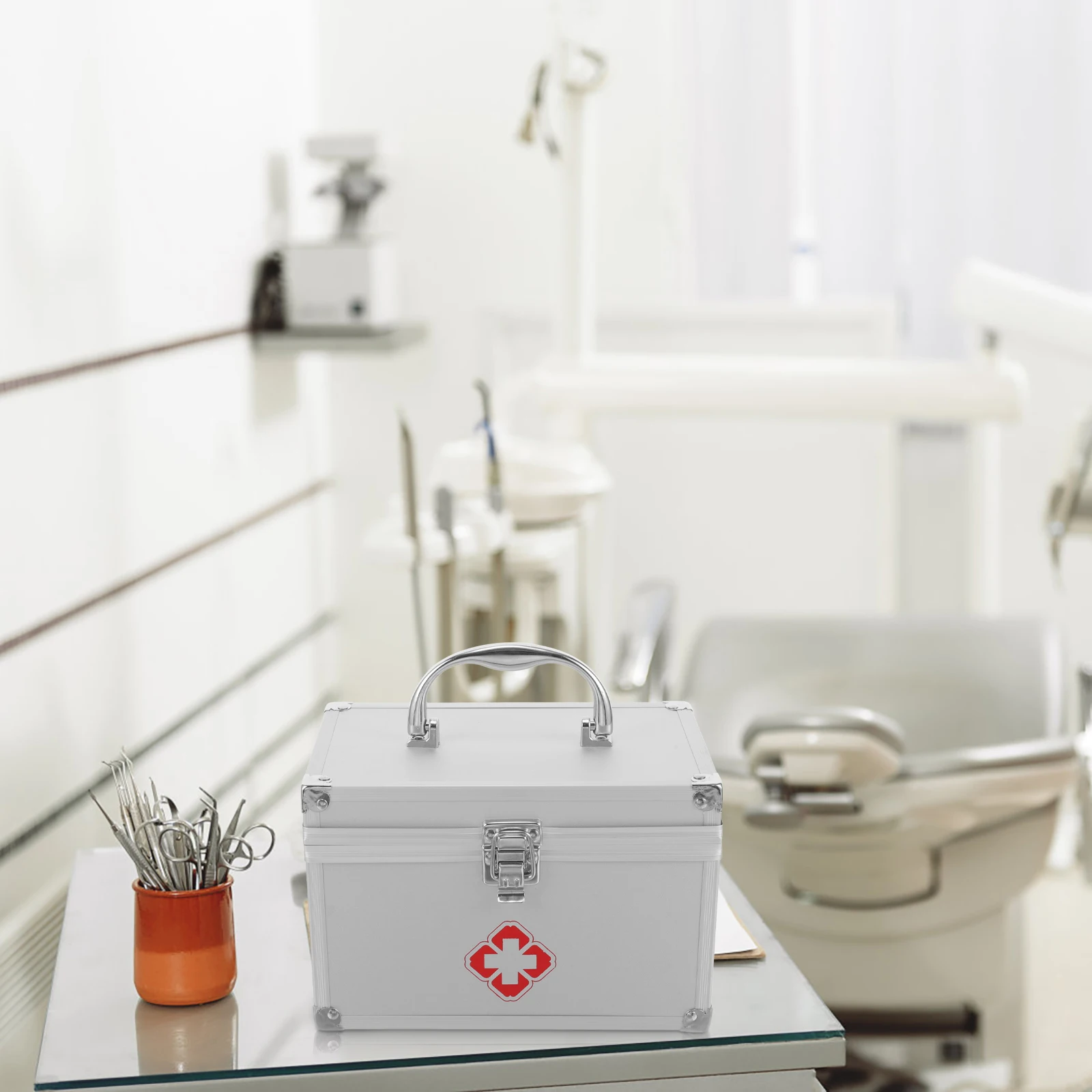 Large Capacity Medicine Box 9 Inch Durable Material Safety Clasp Portable H First Aid Emergency Storage Case