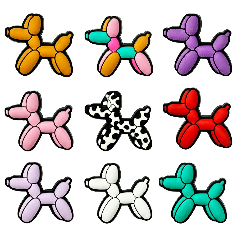 9-25PCS Cute Balloon Dog Shoe Charm Mix Bulk PVC Decoration Buckle Wristband Sandal Beach Bag Detachable Waterproof To Xmas Gift