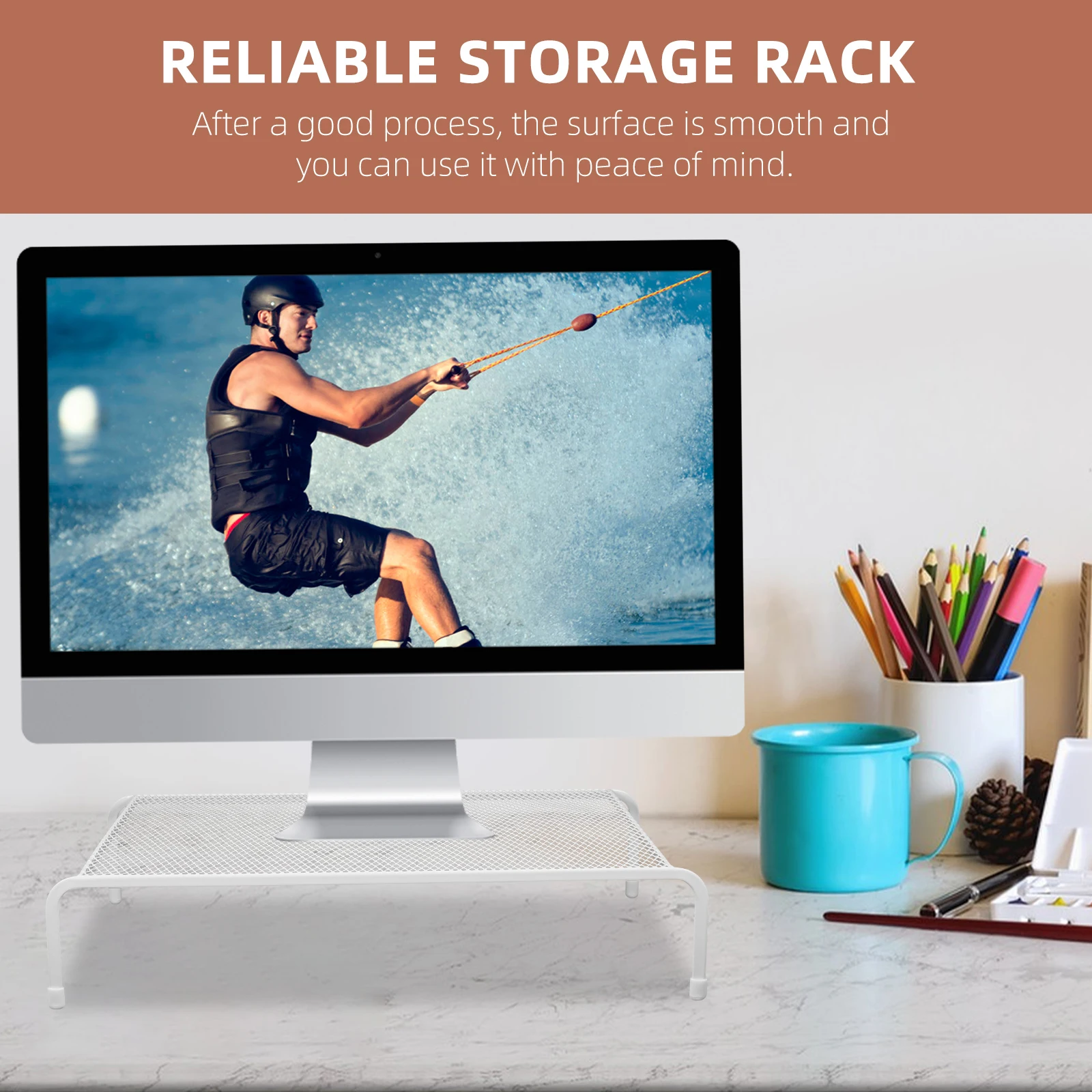 

Increased Monitor Bay Glass Riser Desktop Organization Shelf Risers for Monitors Lifting Rack Stand Storage Laptop