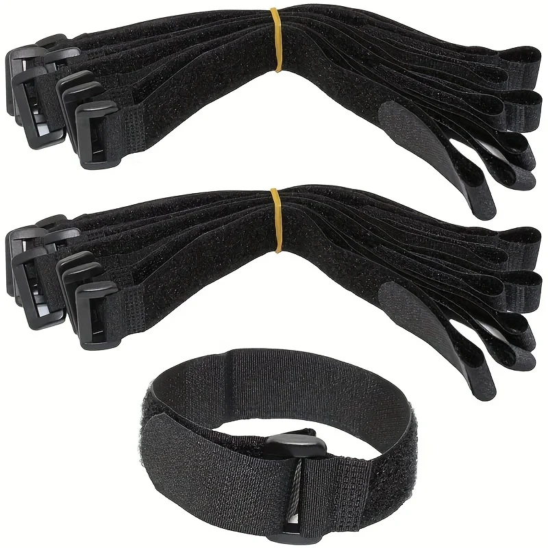 10/20/30/40/50/60pcs Adjustable Hook And Loop Cable Ties - Reusable Polyamide Fastening Straps For Cord Management