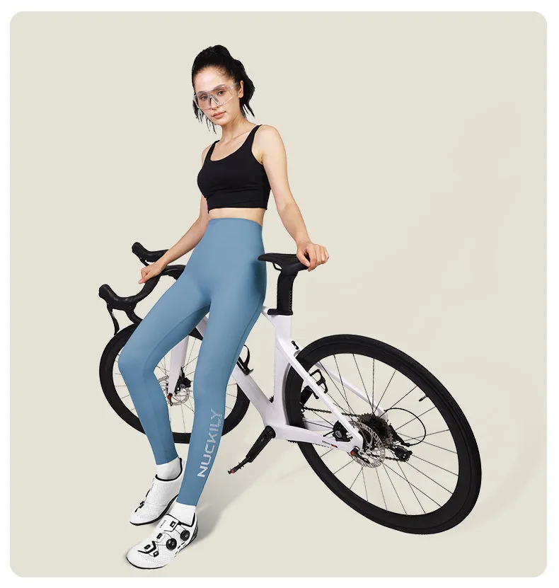NUCKILY Nahtlose Radhose für Damen, gepolsterte Fahrrad-Leggings, hohe Taille, schnell trocknend, atmungsaktiv, Stretch, 3D-Pad, Rennrad-MTB-Fahrrad-Leggings – Detail 27