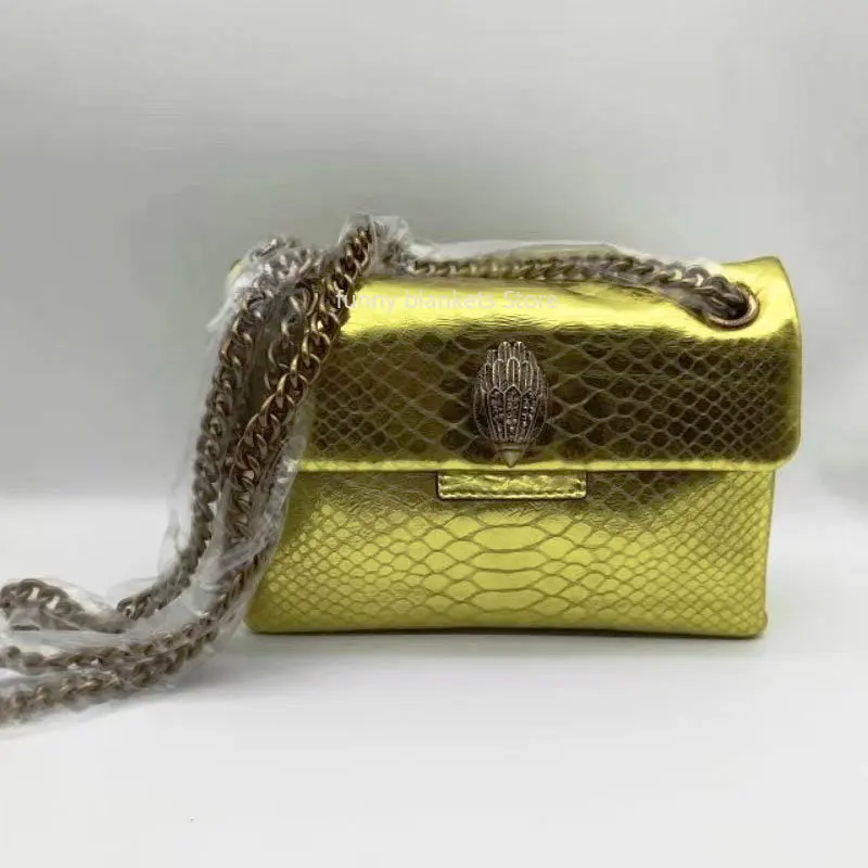 

New Metallic Luxury Eagle Head Genuine Leather Elegant Handbag with Snake Metal Lock Good Quality Cross Body Bag for Women Gift