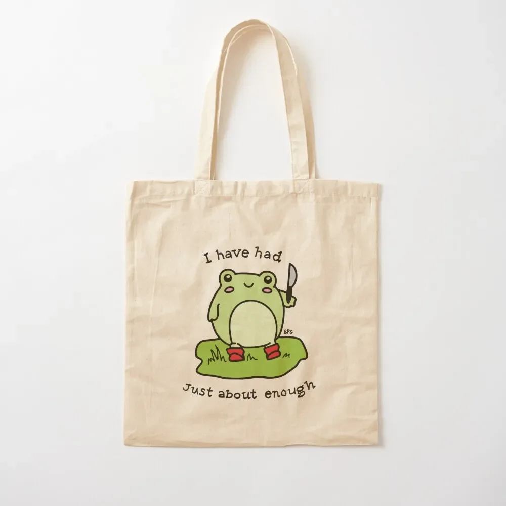 

Had Enough Funny Frog Holding Knife Tote Bag Cloth bag foldable reusable bag