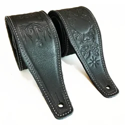 Master Handmade Retro Embossed Guitar Strap Super Soft High-end Cowhide Leather Belt for Electric Acoustic Bass Guitarra Gig