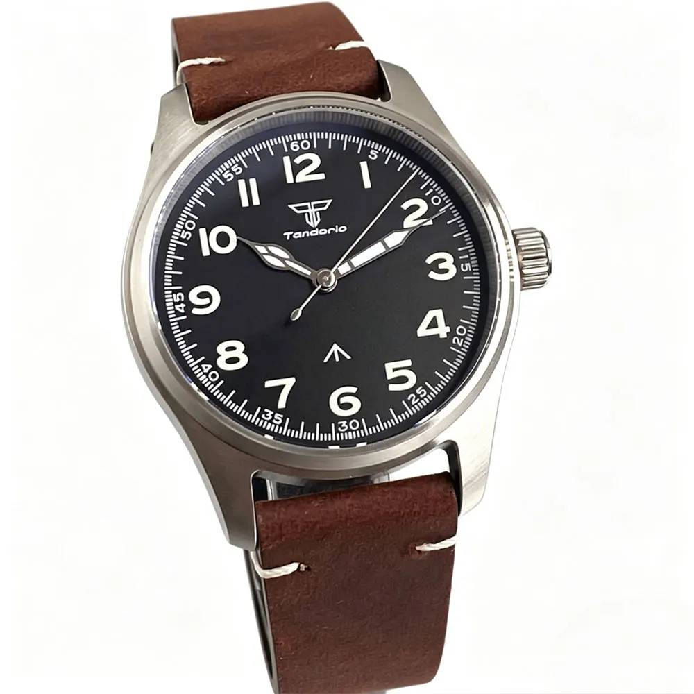 Tandorio 39mm VH31 Sweep Second Quartz Watches For Men Sapphire Glass 20ATM Stainless Steel/Titanium Diver Men Watch Luminous