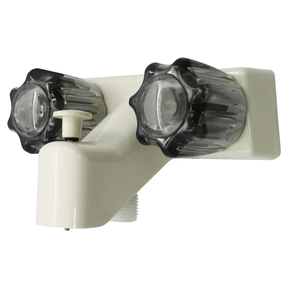 

Compact Double Handle Shower Faucet for RVs Easy 2 Hole Installation 4 Inch Center Fits Campers Trailers and Mobile Homes