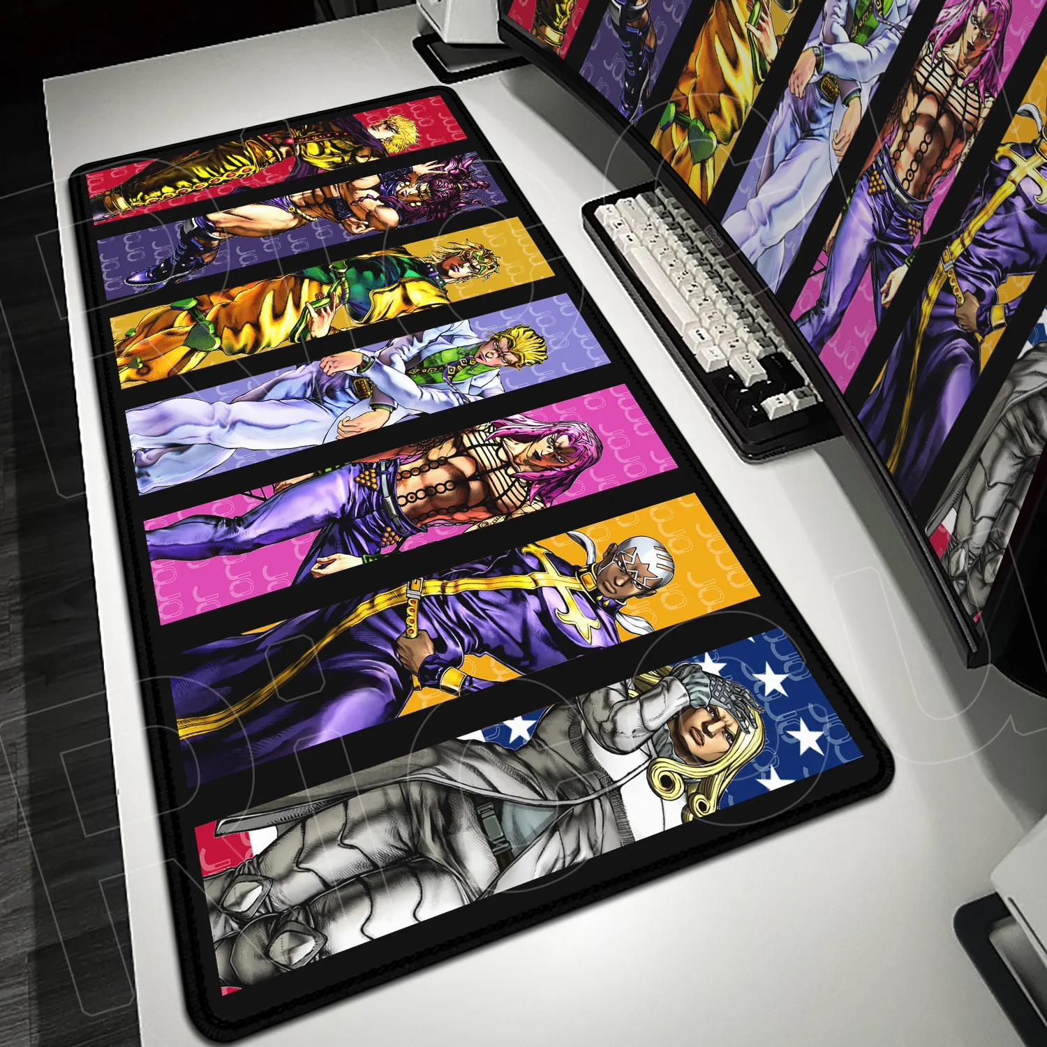 

Large Anime Mousepad Rubber Play Mat Cabinet Gaming Office Accessories Jojo Bizarre Adventure Laptop Lock Edge Keyboard Mice Pad