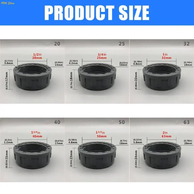 U1JB PVC Nữ End Mũ hồ cá Tube end end cắm vườn tưới tiêu ống kết thúc Mũ ống nước