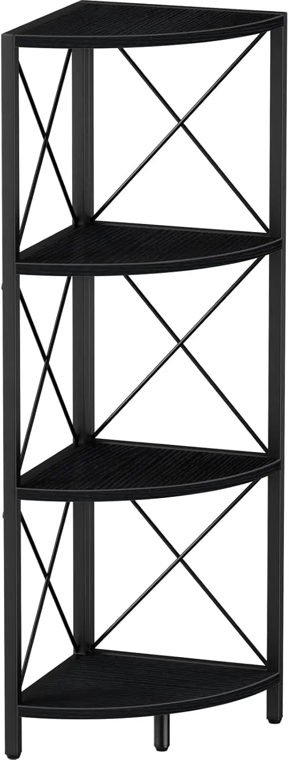 

Freestanding Corner Shelf Display Rack, Multi-Unit Organizer for Living Room, Home Office, Small Space, Black