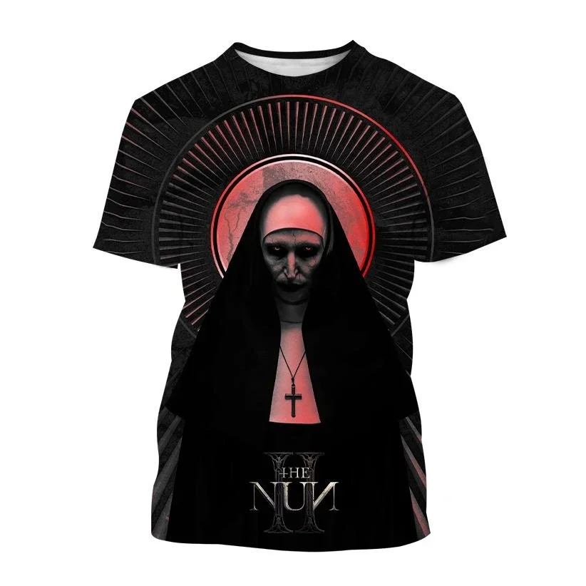 Halloween New Fashion Ghost Valak Horror Movie Nun 3D Printed T-shirt Men's and Women's Holiday Tops Casual Tops for Children